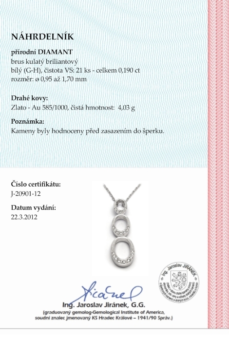 Zlatý diamantový náhrdelník s přírodními diamanty 585/4,03 gr J-20901-12 POŠTOVNÉ ZDARMA!