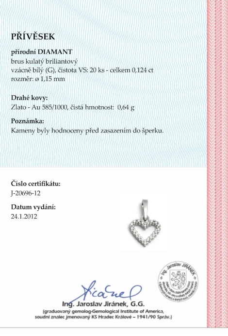 Diamantový zlatý přívěsek s pravými diamanty 585/0,64 gr J-20696-12 POŠTOVNÉ ZDARMA!