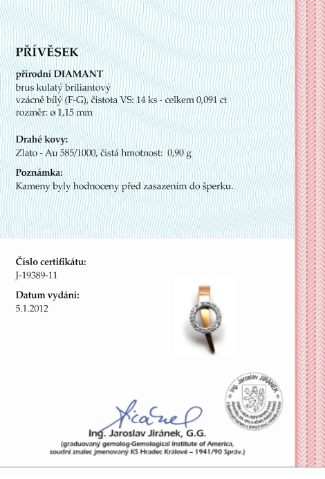 Diamantový zlatý přívěsek s pravými diamanty 585/0,90 gr J-19389-11 POŠTOVNÉ ZDARMA!