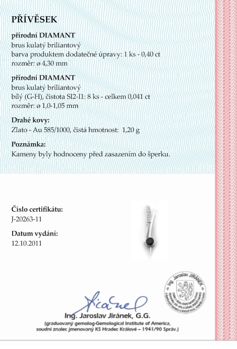 Diamantový zlatý přívěsek s černým diamantem 585/1,20 gr J-20263-11 POŠTOVNÉ ZDARMA!