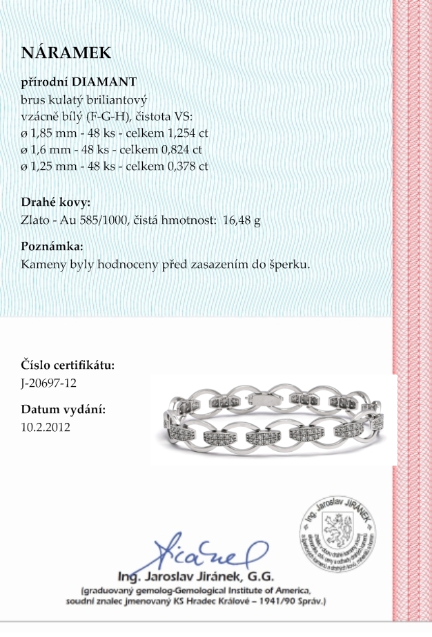 Luxusní diamantový zlatý náramek s broušenými pravými diamanty 585/16,48gr J-20 POŠTOVNÉ ZDARMA!