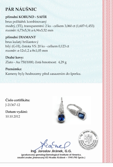 Luxusní diamantové náušnice s modrými přírodními safíry 585/4,29 gr J-21367-12 POŠTOVNÉ ZDARMA!
