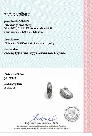 Luxusní diamantové náušnice s přírodními pravými diamanty 585/2,01 gr J-21523-12 POŠTOVNÉ ZDARMA!