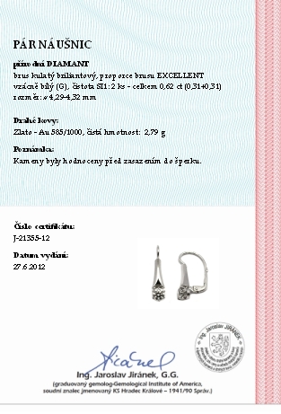 Klenoty Budín Diamantové náušnice s přírodními pravými diamanty 585/2,79 gr J-21355-12 POŠTOVNÉ ZDARMA!