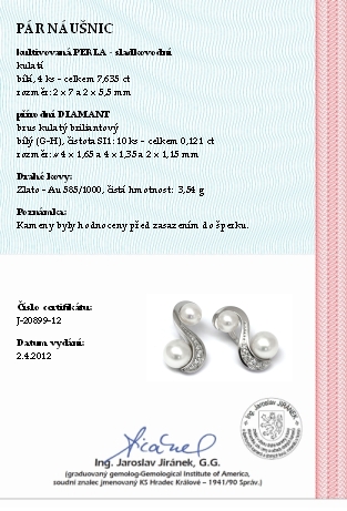 Diamantové náušnice s přírodními sladkovodními perlami 585/3,54 gr J-20899-12 POŠTOVNÉ ZDARMA!