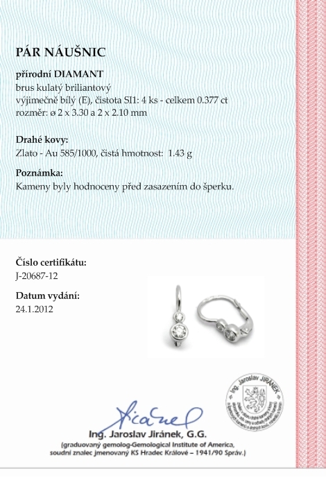 Diamantové náušnice s pravými diamanty "LUCKY" 585/1,43 gr J-20687-12 POŠTOVNÉ ZDARMA!