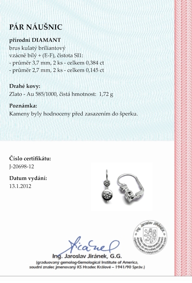 Diamantové náušnice s přírodními vzácnými diamanty 585/1,72 gr J-20698-12 POŠTOVNÉ ZDARMA!