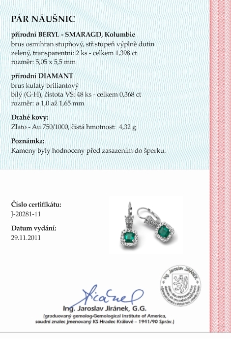 Luxusní náušnice s přírodními zelenými smaragdy 585/4,32 gr J-20281-11 POŠTOVNÉ ZDARMA!