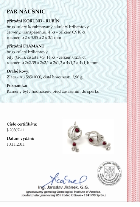 Luxusní náušnice s přírodními vzácnými rubíny 585/3,96 gr J-20307-11 POŠTOVNÉ ZDARMA!