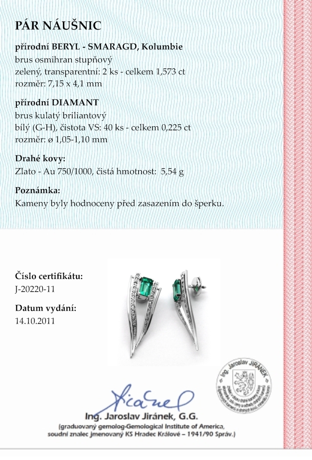 Luxusní náušnice se vzácnými zelenými smaragdy 585/5,54 gr J-20220-11 POŠTOVNÉ ZDARMA!