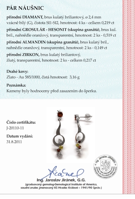 Luxusní náušnice s přírodními vzácnými kameny 585/3,16 gr J-20110-11 POŠTOVNÉ ZDARMA!