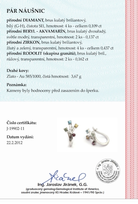 Luxusní náušnice s přírodními vzácnými kameny 585/3,67 gr J-19902-11 POŠTOVNÉ ZDARMA!