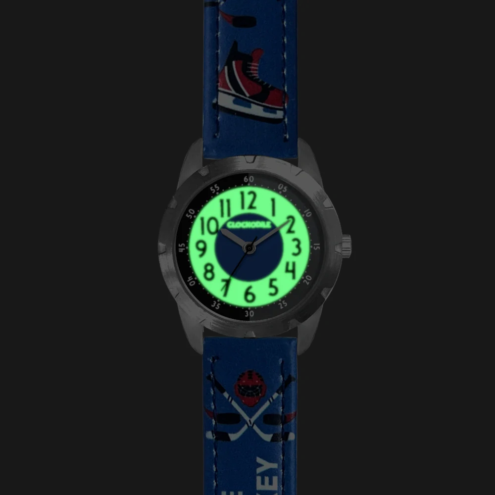 CLOCKODILE Dětské svítící šedé chlapecké hodinky HOKEJ CWB0112
