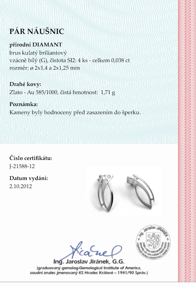 Luxusní náušnice s přírodními diamanty na šroubek 585/1,71 gr J-21588-12 POŠTOVNÉ ZDARMA!