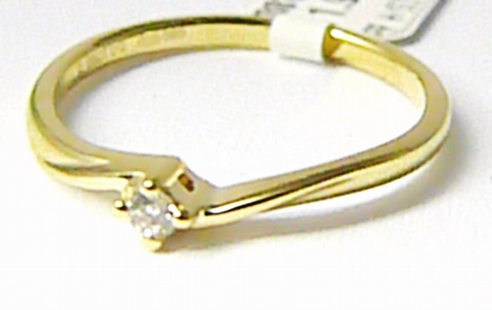 Klenoty Budín Zásnubní diamantový prstýnek ze žlutého AU 0,05ct 3810379