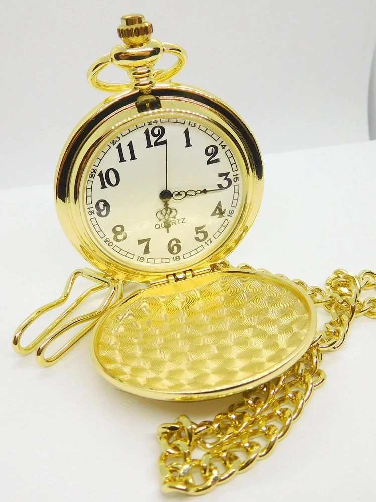 Klenoty Budín Luxusní zlacené kapesní hodinky retro BADUS 11960804 s arabskými číslicemi