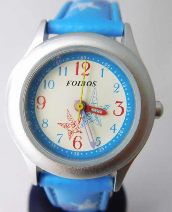 Foibos Světle modré dětské hodinky Foibos CK1567.5 s barevnými motivy