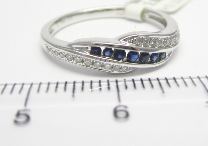  Luxusní prsten s diamantem, bílé zlato briliant, přírodní safír vel.54 3860481