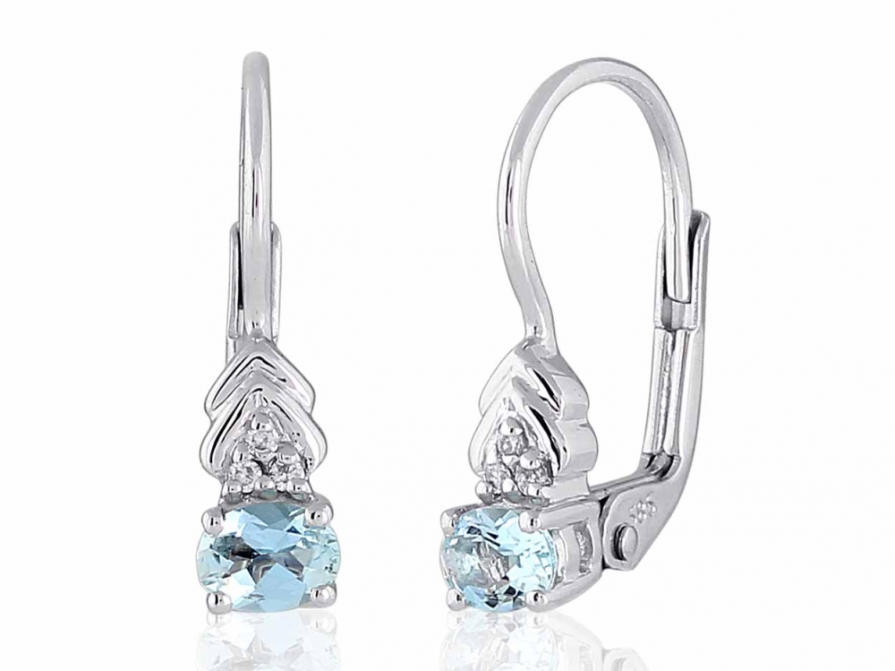 Luxusní zlaté diamantové náušnice s diamanty, pravými modrými akvamaríny 3880148