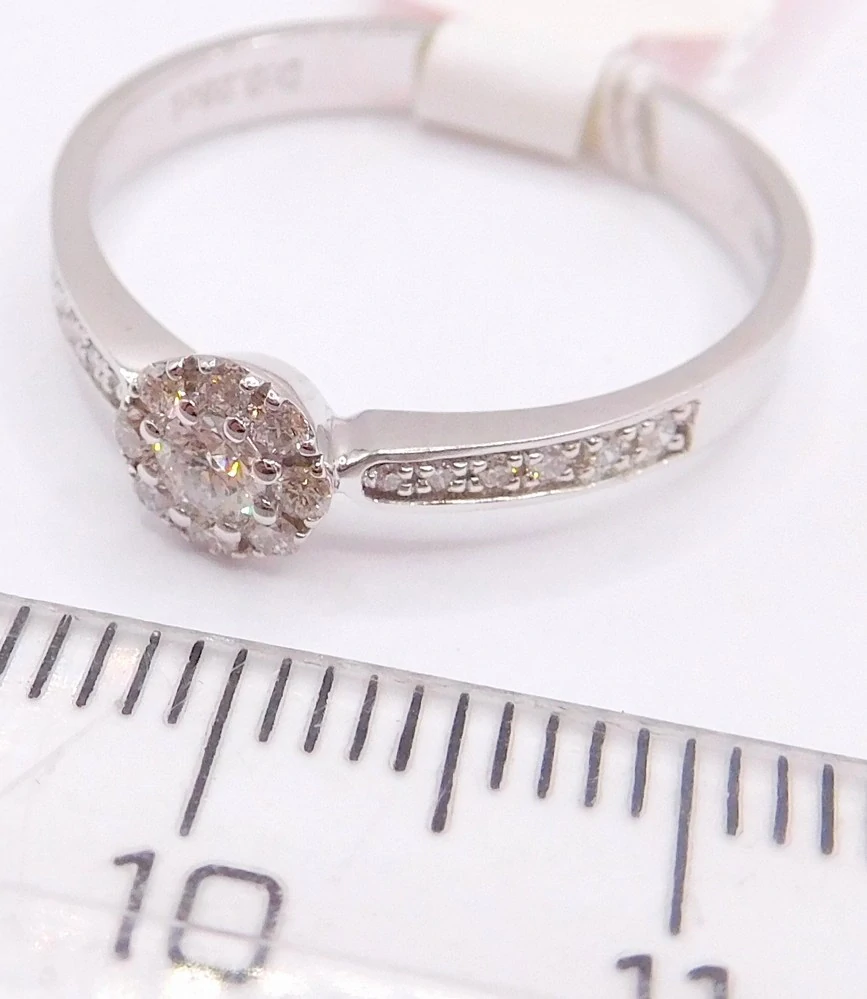 Klenoty Budín Zásnubní diamantový prsten z bílého zlata 585/2,15gr 1/0,09ct a 20/0,17ct vel. 57 HKD59