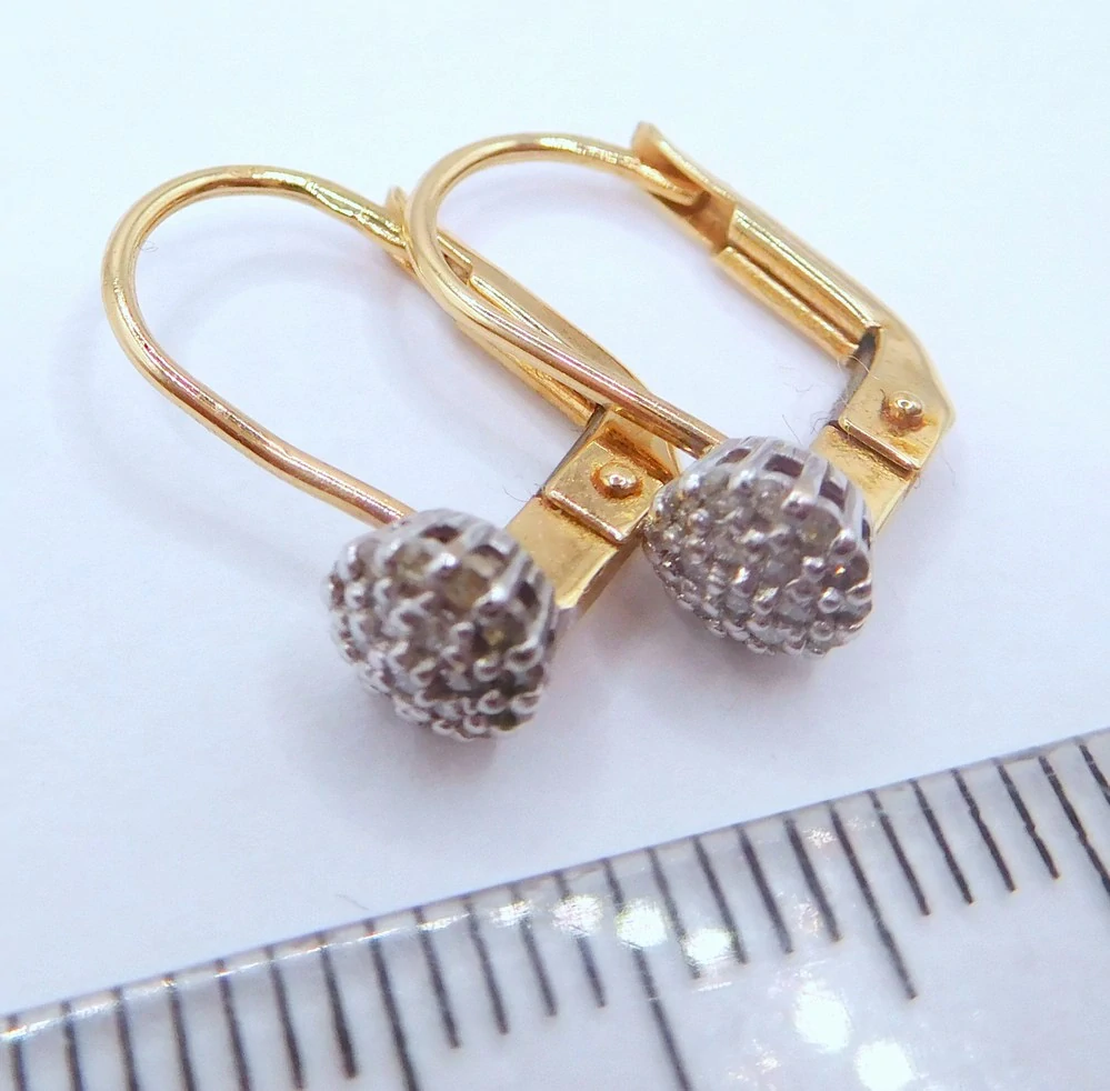 Klenoty Budín Diamantové zlaté náušnice s diamanty (bílé a žluté zlato) 585/1,65gr HKD69
