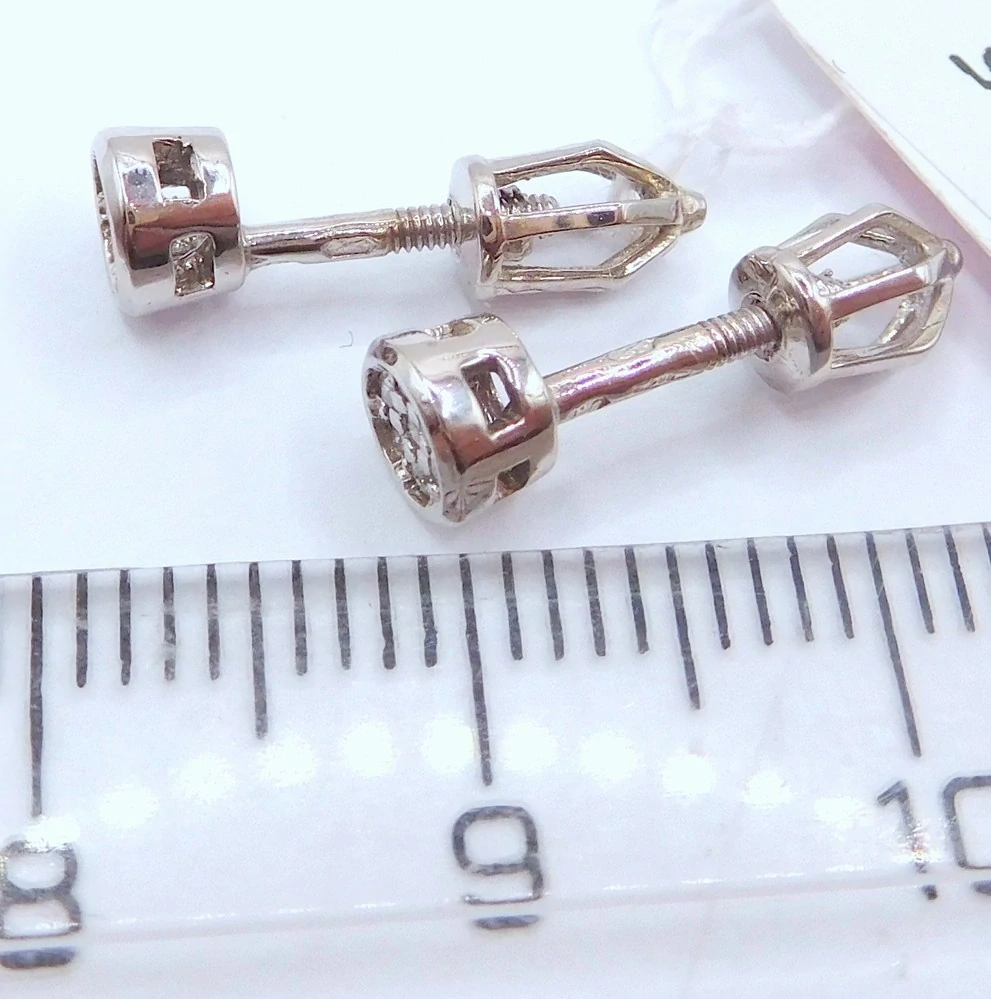 Klenoty Budín Dámské peckové zlaté náušnice s diamanty na šroubek z bílého zlata 585/1,45gr 0,084CT HKD66