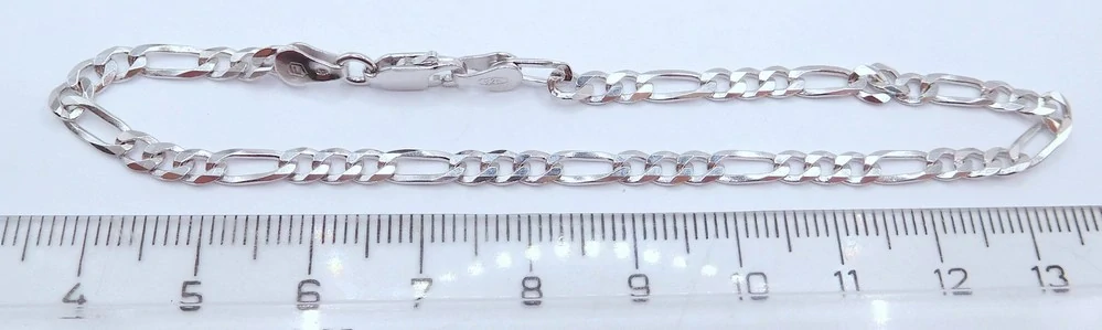 Klenoty Budín Pánský mohutný stříbrný rhodiovaný náramek 21cm FIGARO šíře 3,5mm 925/1000 4,05gr 0302389