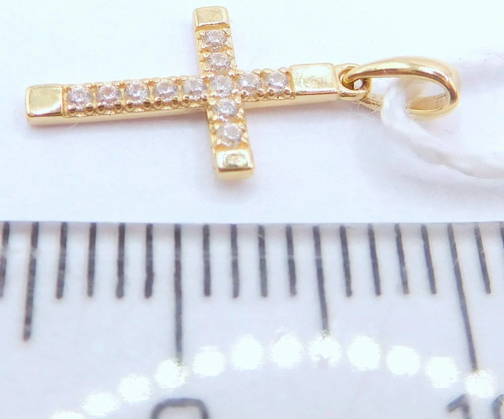 Klenoty Budín Dámský zlatý přívěsek se zirkony křížek 585/0,31gr H199