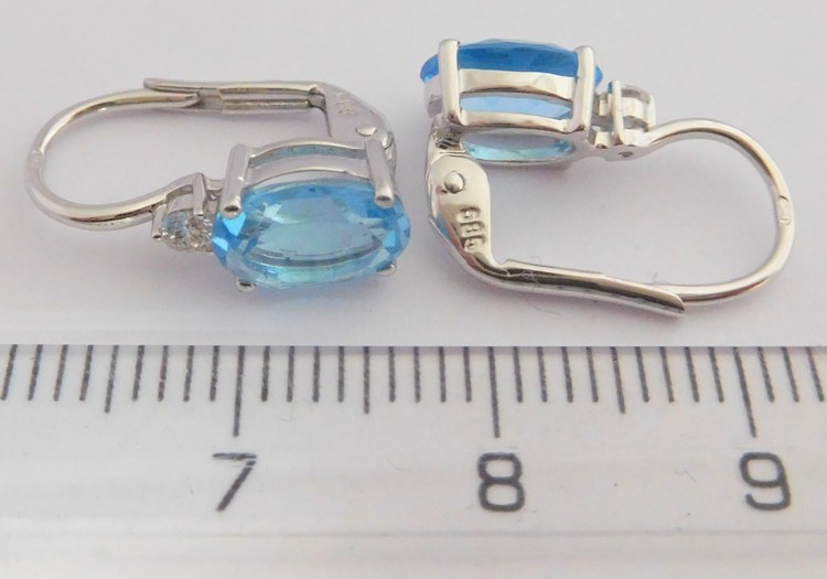 Klenoty Budín Diamantové náušnice s modrými topazy BLUE TOPAZ 585/1,60gr 3884076