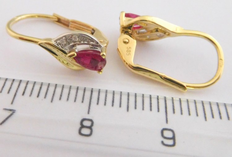 Klenoty Budín Diamantové zlaté náušnice s přírodními rubíny 2x0,45CT 585/1,67gr 3830949