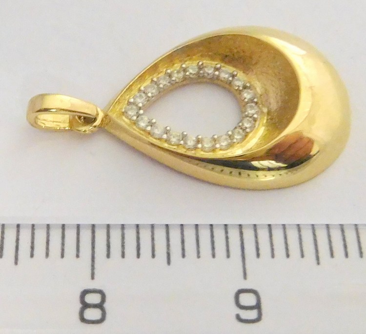 Klenoty Budín Zlatý přívěsek - zlatá kapka posetá zirkony 585/1,08gr HK3038