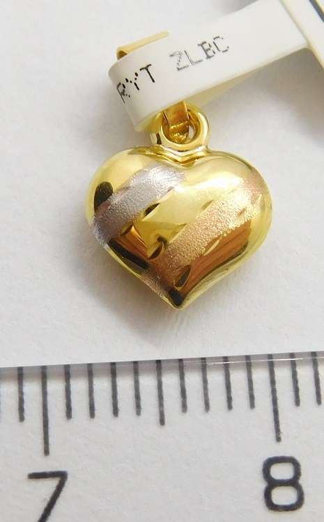 Klenoty Budín Malé gravírované zlaté srdíčko bílé a žluté zlato 585/0,32gr 1420805