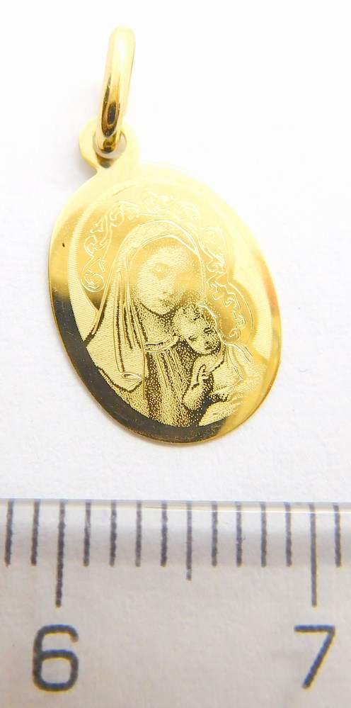 Klenoty Budín Zlatý přívěsek ze žlutého zlata - zlatá madonka s dítětem 585/0,45gr H060