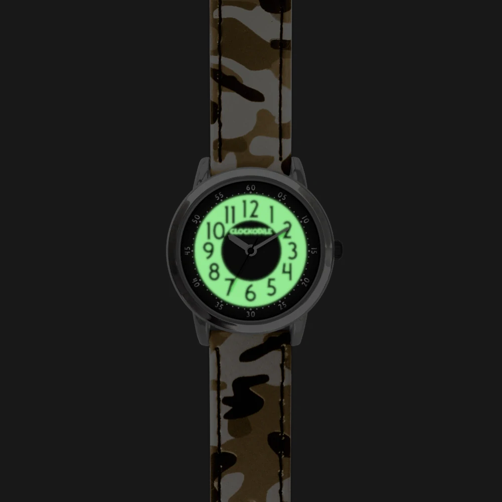CLOCKODILE Svítící hnědé náramkové chlapecké dětské hodinky ARMY s maskáčovým vzorem CWB0035 