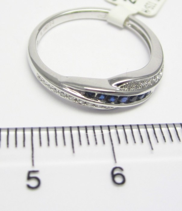  Luxusní prsten s diamantem, bílé zlato briliant, přírodní safír vel.54 3860481