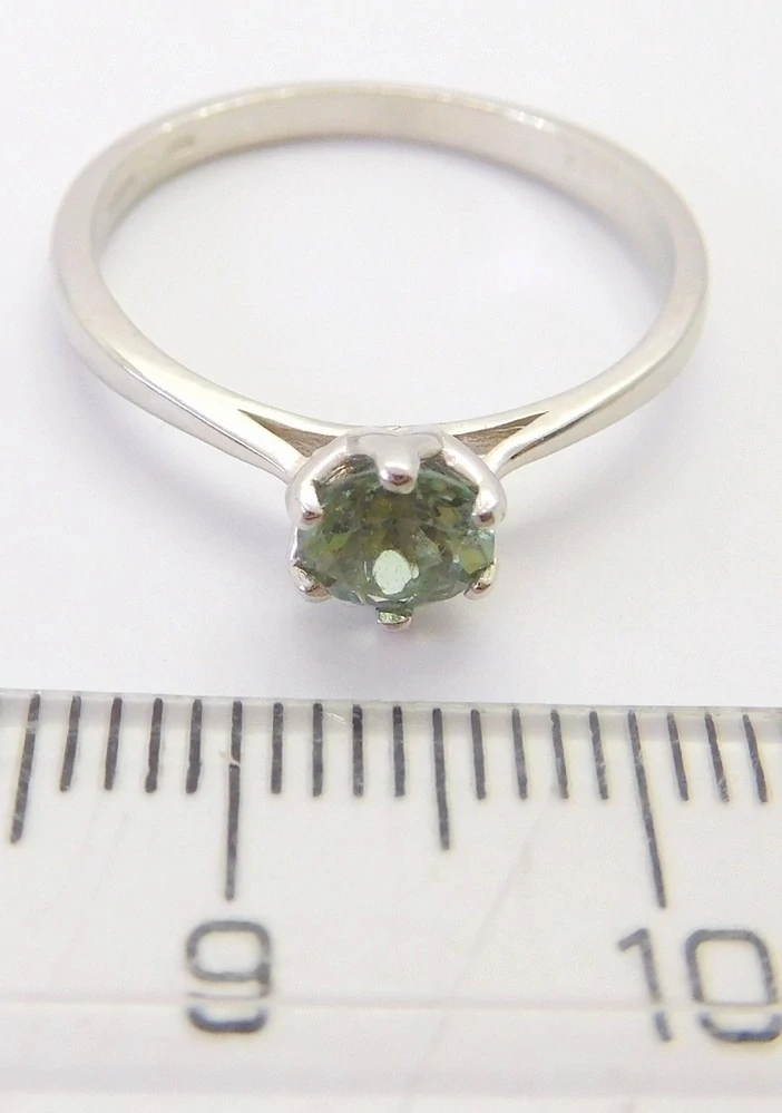Klenoty Budín Dámský zásnubní diamantový prsten z bílého zlata s přírodním turmalínem vel. 56 0,95CT 585/1,95gr B0130