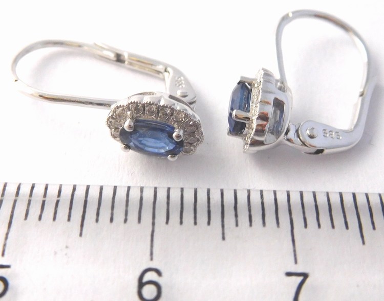 Luxusní diamantové náušnice z bílého zlata s modrými safíry 585/2,10gr 3880447