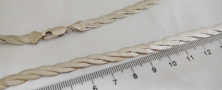 Klenoty Budín Stříbrný pletený náhrdelník (řetízek) - rhodiovaný 42cm 12,42gr 030426400027