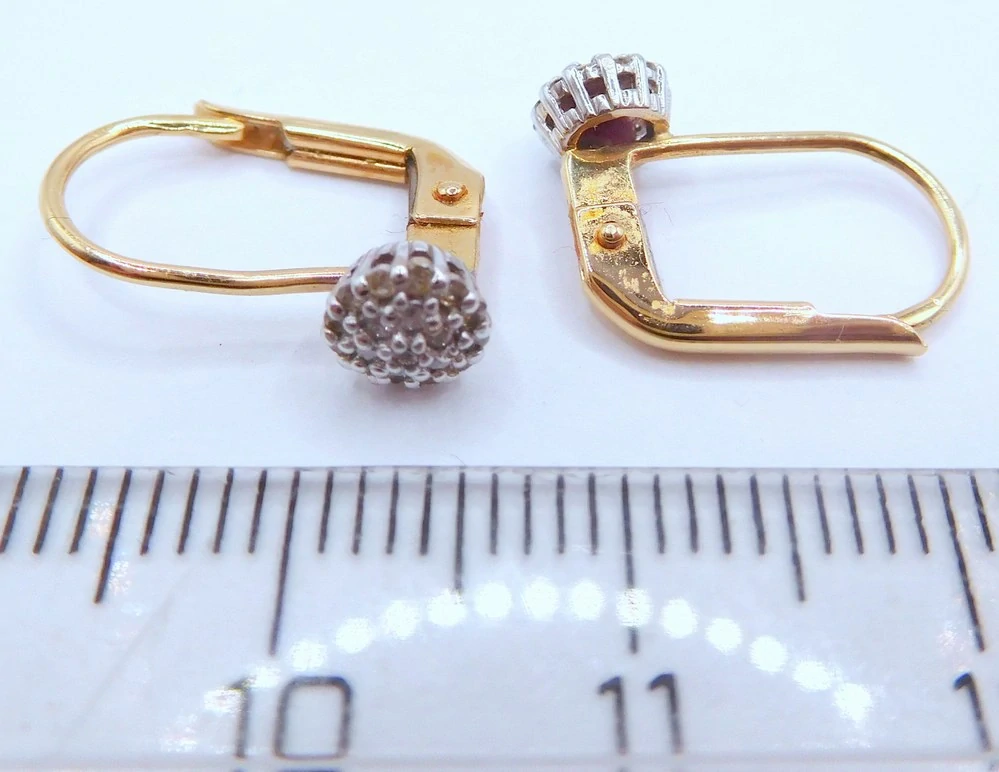 Klenoty Budín Diamantové zlaté náušnice s diamanty (bílé a žluté zlato) 585/1,65gr HKD69