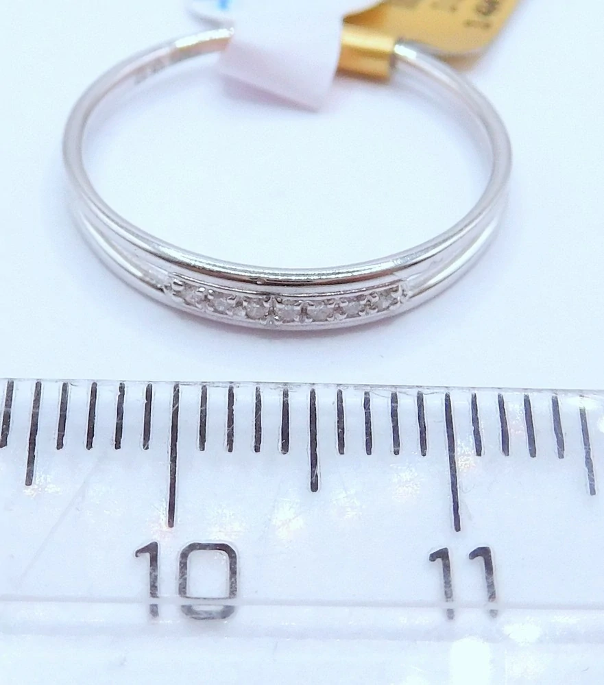 Klenoty Budín Diamantový zlatý prsten z bílého zlata 585/1,29gr vel. 54 DIAMANT 0,05CT HD103