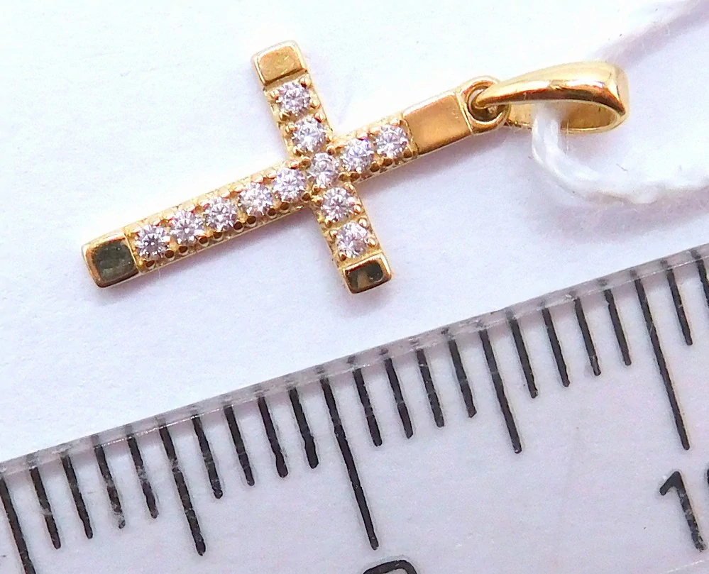 Klenoty Budín Dámský zlatý přívěsek se zirkony křížek 585/0,31gr H199