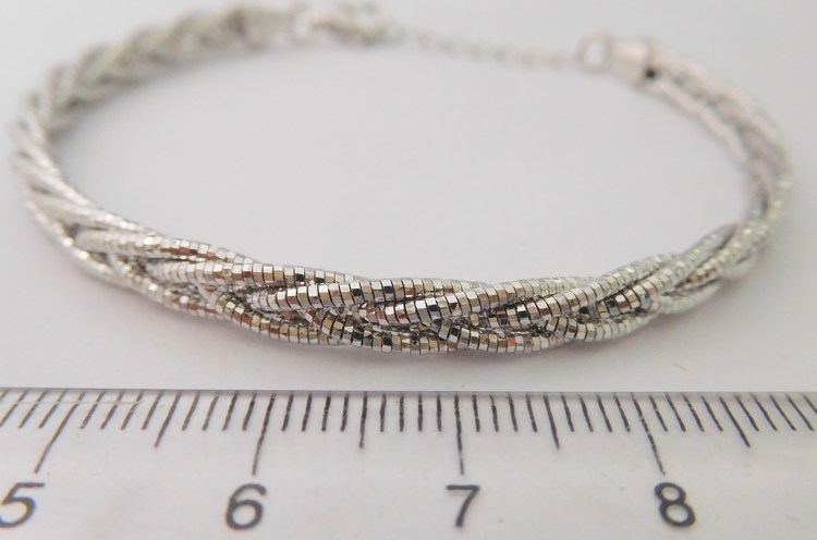 Klenoty Budín Luxusní stříbrný rhodiovaný náramek (pletený) 17+3cm 925/8,22gr 030785900002