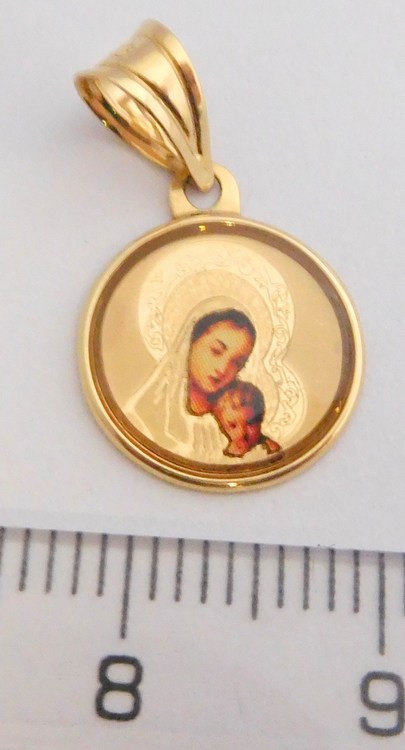 Klenoty Budín Zlatý gravírovaný přívěsek - zlatá madonka s ježíškem 585/0,60gr H2210