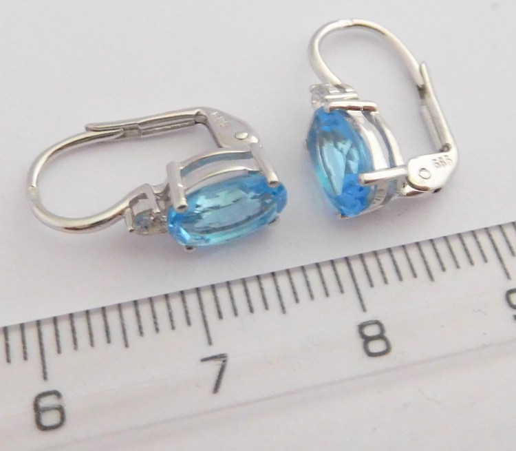Klenoty Budín Diamantové náušnice s modrými topazy BLUE TOPAZ 585/1,60gr 3884076