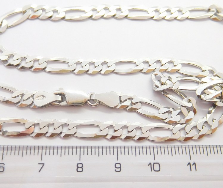Klenoty Budín Pánský mohutný stříbrný rhodiovaný řetěz (řetízek) 60cm FIGARO šíře 5mm 925/1000 14,98gr 030237900051