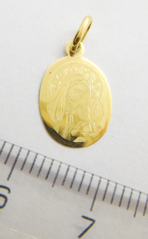 Klenoty Budín Zlatý přívěsek ze žlutého zlata - zlatá madonka s dítětem 585/0,45gr H060