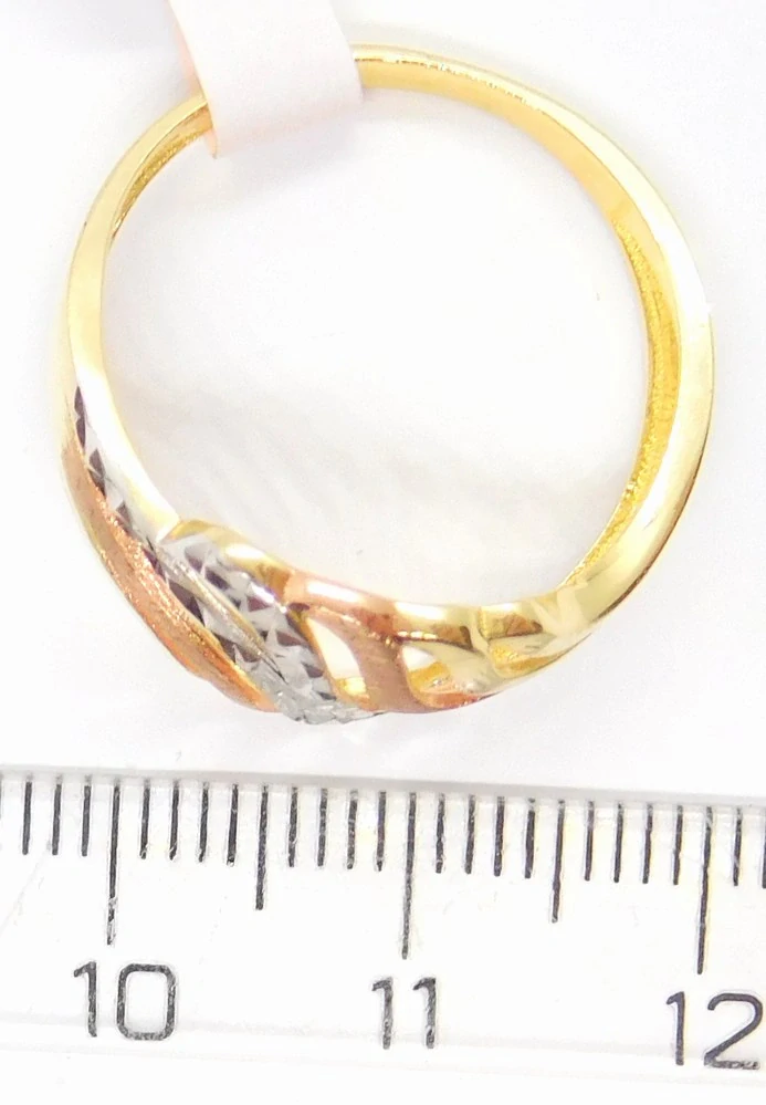 Klenoty Budín Mohutný dámský prsten ze tří barev zlata (růžové,bílé a žluté) 585/2,23gr vel. 58 HK1196