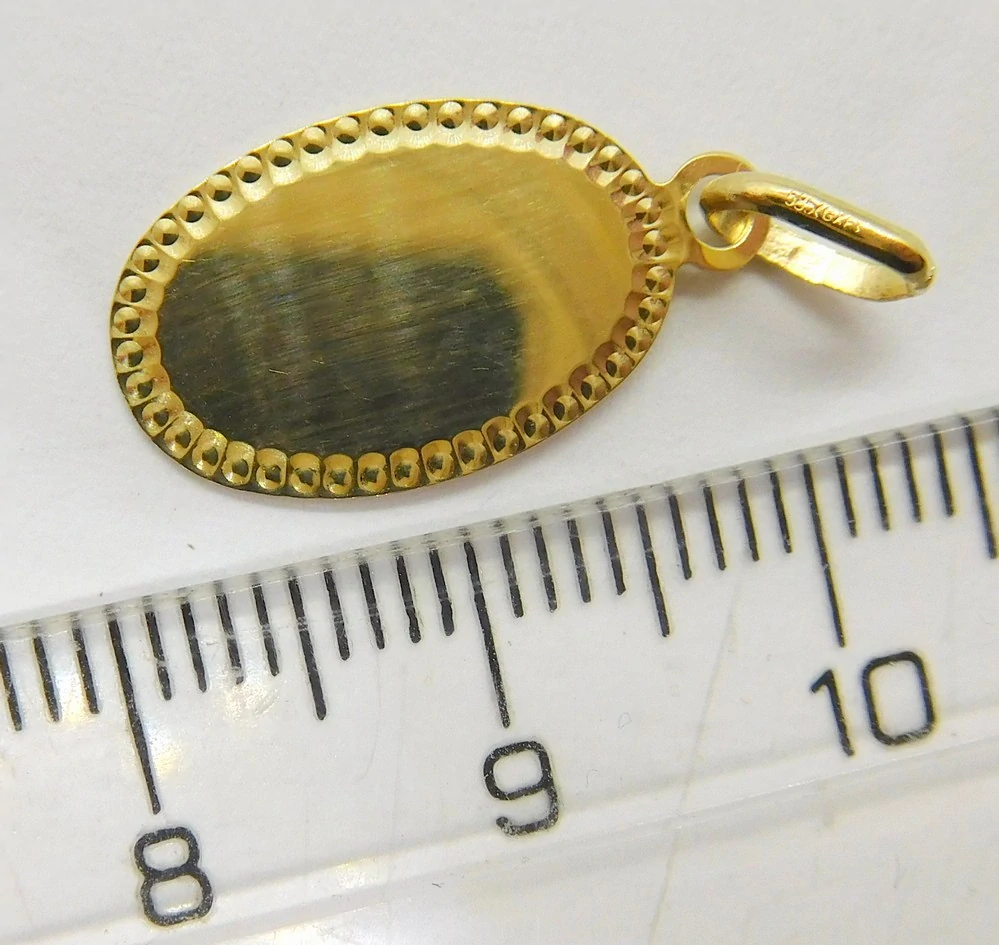 Klenoty Budín Zlatý přívěsek oválek vhodný ke gravírování 585/0,55gr 02443
