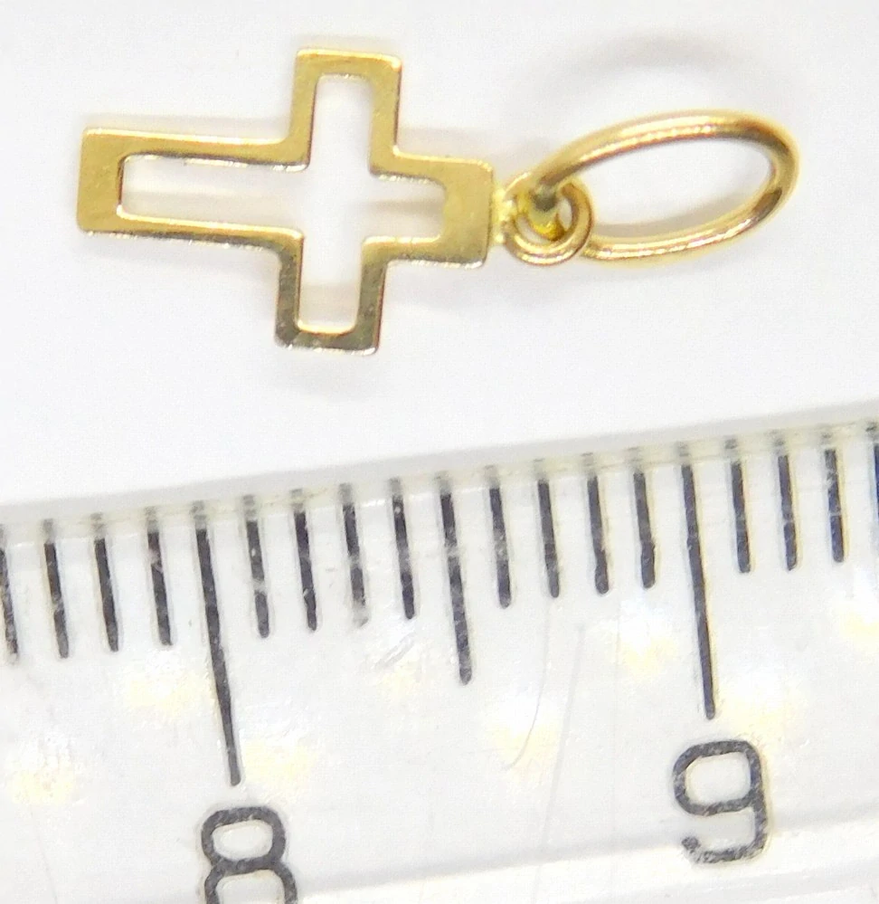 Klenoty Budín Dámský zlatý přívěsek křížek ze žlutého zlata 585/0,16gr 01208