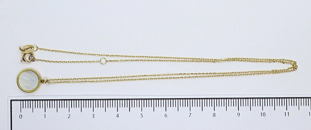 Klenoty Budín Dámský zlatý náhrdelník ze žlutého zlata s přívěskem s perletí  585/1,95gr 42+3cm HK4067